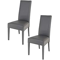 Tommychairs - Set 2 sedie Luisa per Cucina Bar e Sala da Pranzo, con Struttura in Legno di faggio, Seduta e Schienale Imbottiti e Rivestiti in Ecopelle Grigio Scuro