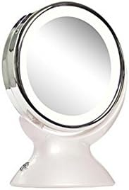 Led Makeup Mirror Portable Rotating Herbal Mirror Double-Sided Intelligent Fill Light With Desktop Desktop Creative Zoom Lighting Mirror Princess Gift , pearl white