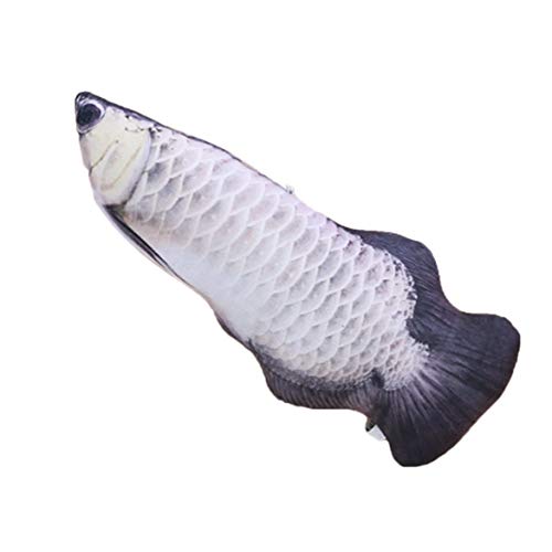 20cm Catnip Catmint Cat Favor Simulation Fish Cat Toys Fish Shape Scratching Post Short Plush For Pet Product Supplies - Silver Arowana