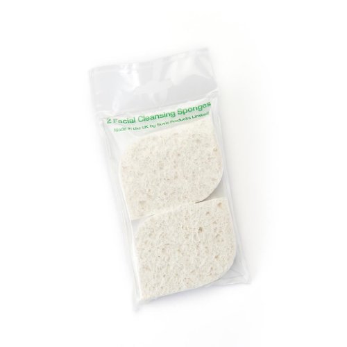 Facial Cleansing Sponge - High Quality Cellulose, Tear Drop Shape, White Colour, Pack of 2