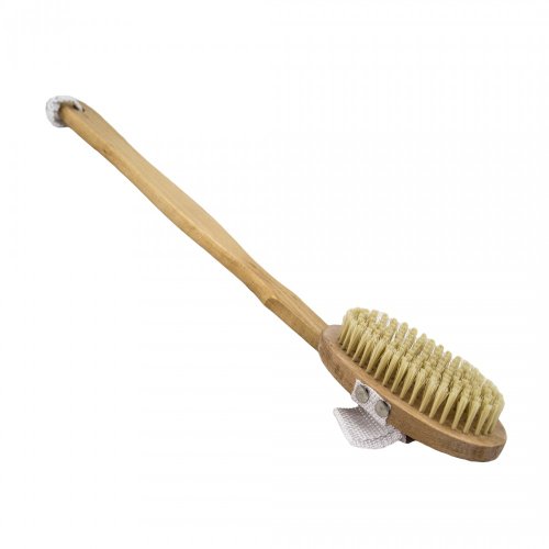 Wooden Bath Brush with Natural Bristles and Removable Brush Head