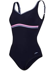 Speedo Contourluxe Bañador 1 Pieza, Mujer, Multicolor (Navy/Grey), 44 (Talla de fabricante: 38)
