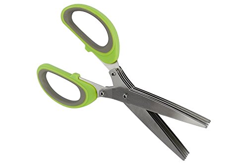 STLSTT Kitchen Herb Scissors - 5 Extremely Sharp 100% High-Quality &amp; Food-Grade Stainless Steel Blades - Multipurpose Use for Kitchen &amp; Garden Food Cutter &amp; Herbs Shear - Cleaning Comb - Anti-Slip Handle - Great for Right or Left-hand Users