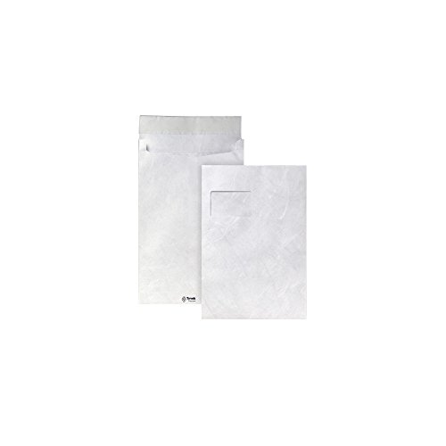 Tyvek 00011807 Faltentasche C4 (229x324x20 mm), weiß, mit Fenster, Spitzboden, haftklebend, 100 Stück