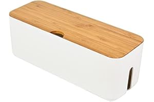 VERVE JELLY Cable Management Box with Air Vent, Cord Organizer with Wood Lid for Desk TV Computer USB Hub System to Cover and Hide & Power Strips & Cords,29.5x11x11.4cm