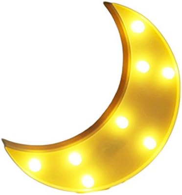 Fy-light Decorative LED Crescent Moon Cloud Star Marquee Sign with Wireless Remote Control, Dimiable,Timing turn off - Marquee Letters LED Lights - Nursery Night Lamp GIFT for Children (Yellow Moon)