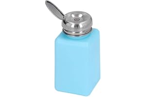 200-ml-Presstyp-Lösungsmittelspender Push-Type Antistatische Alkoholflasche Quadratische Druckpumpe Spenderflasche ESD-Flasche Lösungsmittelspender ESD-sichere Flasche mit Edelstahldeckel(Blau)