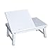 Produktbild KSUNGB Klapptisch Quadrat Bett tragbar Multifunktion Computertisch (höhenverstellbar), Liege Esstisch Laptopständer Schreibtisch Lernen,White,55 * 35 * 23.5cm