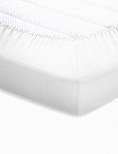 schlafgut 5015T-00002008-028-011 Jersey-Elasthan Topper Spannbetttuch, Baumwoll-Mischgewebe, weiß, 220.0 x 200.0 x cm - 4
