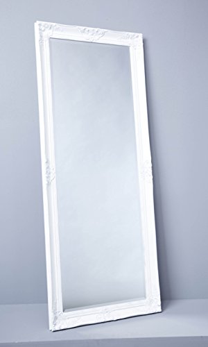 Wandspiegel Spiegel weiß 150 x 60 cm Antik-Stil barock m. Facettenschliff