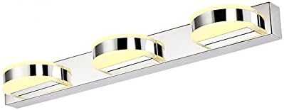 YMXLJF Simple LED acrylic mask with stainless steel base makeup mirror mirror headlight Bathroom accessories ( Color : Warm light , Size : 1 )