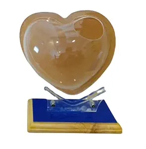 Despacito Hanging Glass Fish Tank Mini Table Aquarium Glass Betta Fish Bowl Clear Fish Cylinder Bowl with Stand for Office and Home Decor (6 inch, Heart Shape White)