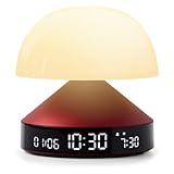 Lexon Mina Sunrise Alarm Clock - Wake Up Light and Sunset Simulation - Wireless & Rechargeable - Dark Red