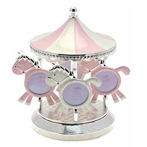 Pink Revolving Musical Carousel Photo Holder