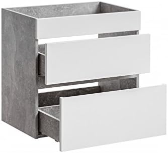 Wash Basin Cabinet 'Gregory W' Bathroom Furniture White Concrete, 60cm mit Schubl. ohne Wb.