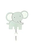 Grey Elephant Single Wooden Wall Hook Coat Hook for Girls or Boys Nursery or Bedroom