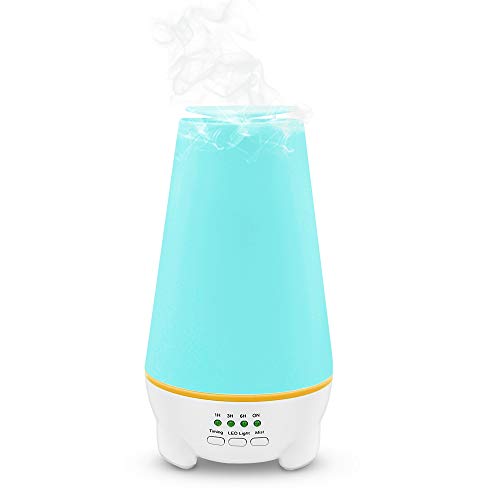 unibelin Diffuseur d'Huiles Essentielles, Humidificateur Portable Ultrasonique Brume Fraîche Electrique Diffuseur Aromathérapie avec 7-Couleurs Changeantes pour Chambre, Bureau, Maison, SPA, Yoga