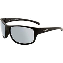 Dirty Dog golpes ATADURA adultos gafas de sol en satén negro/plata Espejo Lente Polarizada