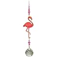 Wild Things Gifts Crystal Ball Pendant Suncatcher Mobile - Tree of Life - Rainbow Hanging Crystal Ornament With Gold & Coloured Glass Details (Flamingo)