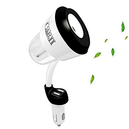 Auto Aromatherapie Luftbefeuchter, HiKeep 50ml Ultraschall Luftreiniger Aroma Diffusor mit 2 USB Ports KFZ-Ladegerät, leiser Betrieb, Abschaltautomatik für Auto in schwarz - 2