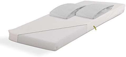 Baby Crib Mattress, Foam Core 40 x 90 White + 2 Fitted Bed Sheets, White