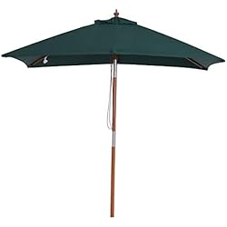 Outsunny Parasol rectangulaire inclinable Bois Polyester Haute densité 2L x 1,5l x 2,3H m Vert foncé