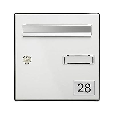 DECOHO Numéro pour boite aux lettres personnalisable rectangle format médium (70x50mm) gris argent chiffres noirs