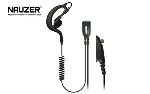 NAUZER PIN-29-M4.Micro-Auricular orejera, Cable Rizado Negro PTT, Compatible con los Walkies Motorola Profesionales: GP140 / GP320 / GP328 / GP329 / GP340 / GP360 / GP380 ETC