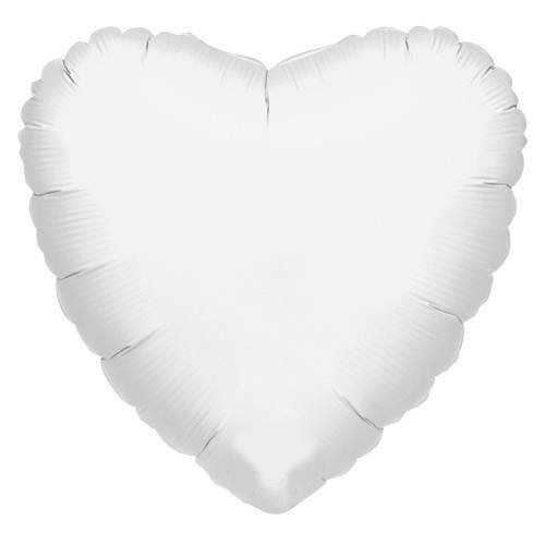Folienballon, Herz-Form, ca. 45cm, weiß