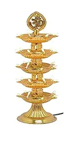 BALAJI E RETAIL DIWALI LIGHTS MAHA PACK 5 Layer Jyot Diya for Pooja (Pack of 1) || 35 LED Light Maha-Diya || Premium Electric Golden Light Diya for Diwali || Made in India || SHM754