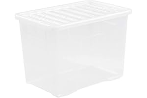 Neat. Plastics Large Heavy Duty Plastic Storage Box With Clear Lids, Durable, Nestable & Stackable Organizing Box Container For Home, Garage & Office, Single