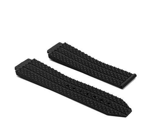 DyNamic 25Mm Reemplazo Negro Azul Silicona Goma Reloj Banda Correa Para Hublot Big Bang - Negro