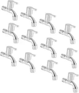 ZESTA Stainless Steel Flora Bib Cock Bathroom Tap with Flange Chrome Plated (Standard Size) (Pack of 12)