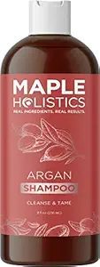 Maple Holistics Argan Oil Shampoo, Sulfate Free, 8 Oz. - With Argan, Jojoba, Avocado, Almond, Peach Kernel, Camellia Seed, And Keratin - 100% Safe For Color Treated Hair -