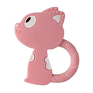 YOUSTYLO - YOU ARE PRIORITY Baby Teether Toy | teether for 6 to 12 Months bpa Free | Textured Infant Teething Relief | Dishwasher-Safe | Cute Chew Toys for Boys, Girls, Toddlers, Newborn (Pink)