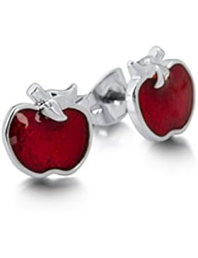 Disney Couture Weiß Vergoldet Rot Emaille Poison Apple Ohrstecker