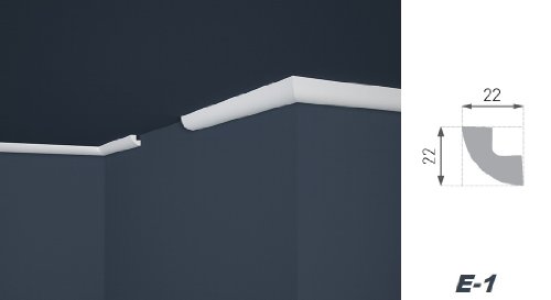 10 Meter Stuckleisten Eckprofile Styropor Dekoration hart 22x22mm, E-1 - 2