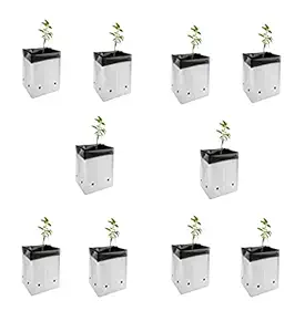 ZEONELY MART Poly Grow Bags/Grow Bags for Plants Big Size/Plant Covers/White Grow Bags/Grow Bags for Terrace Garden (28x28x50cm)(10 Qty)