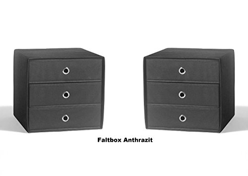 Faltbox 2-er Set mit 3 Schüben Faltboxen Organizer Aufbewahrungsbox Schubkästen (Natur) - 2