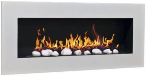 Ethanol &amp; Gel Fuel Fireplace Fireside Model XXL Design + free 24 decorative stones (white)
