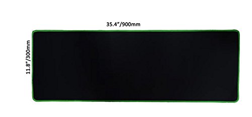 Woodlandu Verl?ngert Gaming Mouse Pad Gen?hte Kanten Geschwindigkeit seidiger Oberfl?che rutschfeste Gummiuntermatten 300x900x3mm/11.8×35.4×0.12inch Gr¨¹n Edges - 2