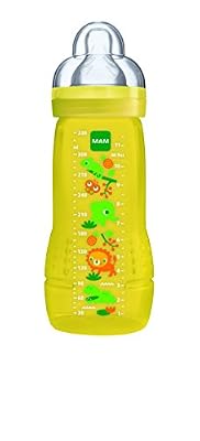 Mam Biberon 2Ème Âge Coloré 330 ml à Partir de 6 Mois Tétine Débit X Jaune Vert