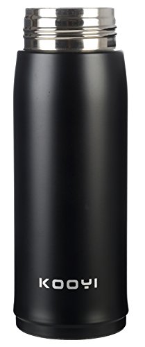 Kooyi Thermobecher Isolierflasche aus Edelstahl, Kaffee to go Becher 450 ml, 100% auslaufsicher BPA frei (Schwarz) - 3