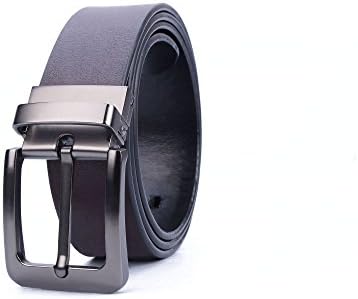 ATUSIDUN Leather Belt Adjustable Holes Reversible Holes Metal Buckle 2 Colors On one belt For Men Boy With Case Black Brown