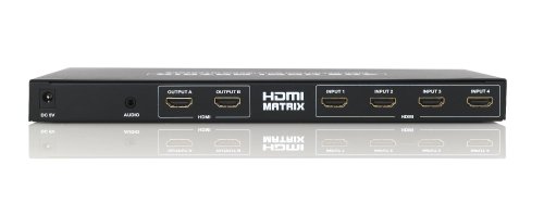 deleyCON HDMI Matrix 4×2 – 3D Ready / 1080p / Verteiler Switch Splitter 4 Port – Metallgehäuse - 3
