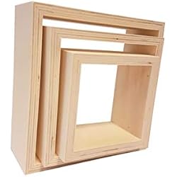 Youdoit 3 Petites étagères carrées en Bois 22 x 22 x 8 cm