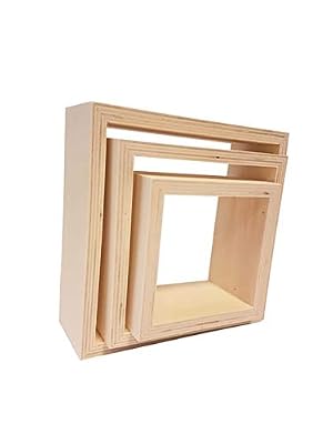 Youdoit 3 Petites étagères carrées en Bois 22 x 22 x 8 cm