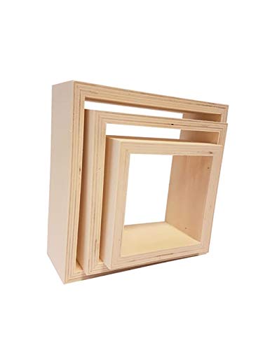 Youdoit 3 Petites étagères carrées en Bois 22 x 22 x 8 cm