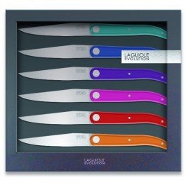 Laguiole Evolution 449180 Coffret de 6 Couteaux Steak Sens Multicolore