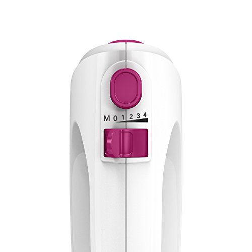 Bosch MFQ2210P Handrührer, moderne Motortechnik, 2 Rührbesen, 2 Edelstahl-Knethaken, 4 Geschwindigkeitsstufen, 375 W, weiß / wild lila - 4